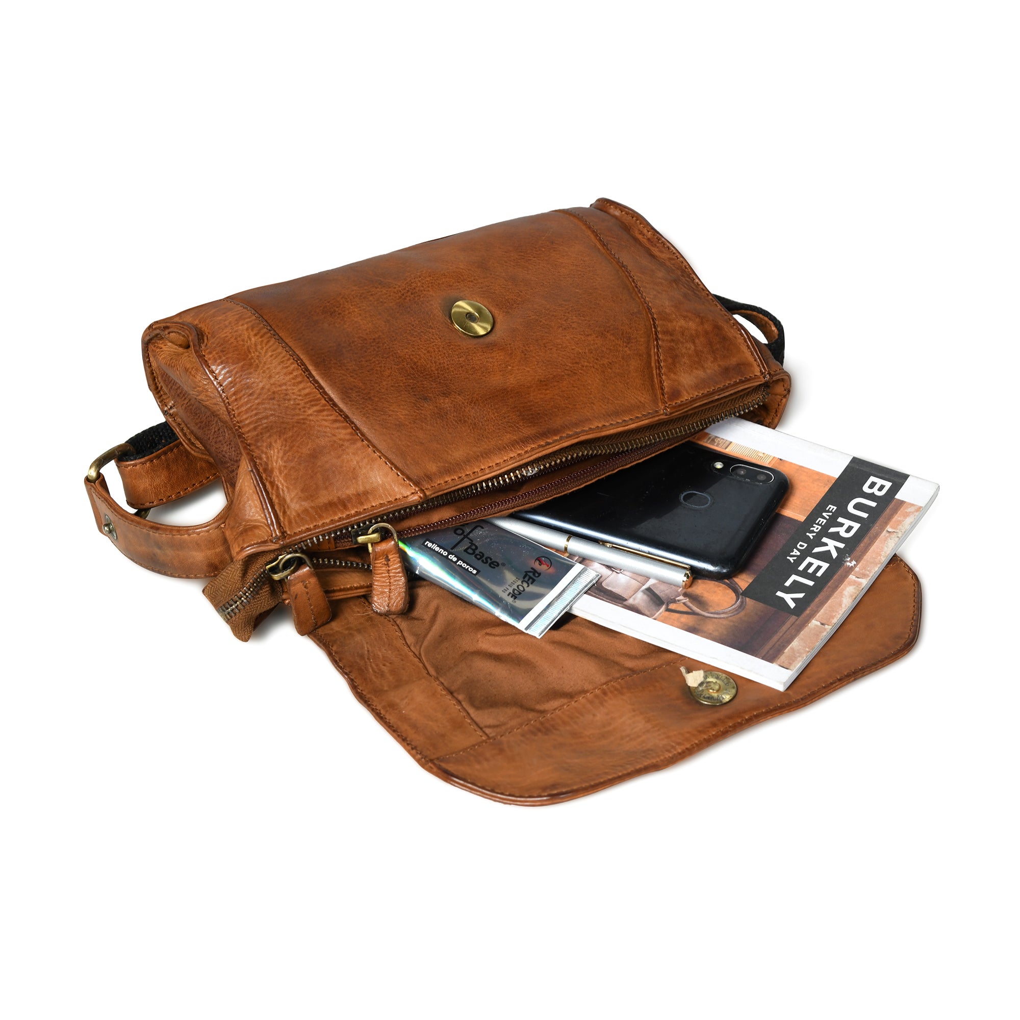 Heritage Leather Crossbody Bag - Brown Colour